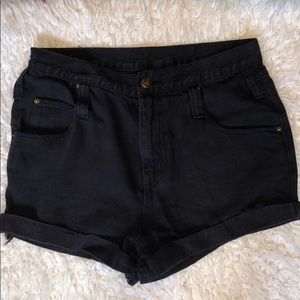 Black denim jean shorts